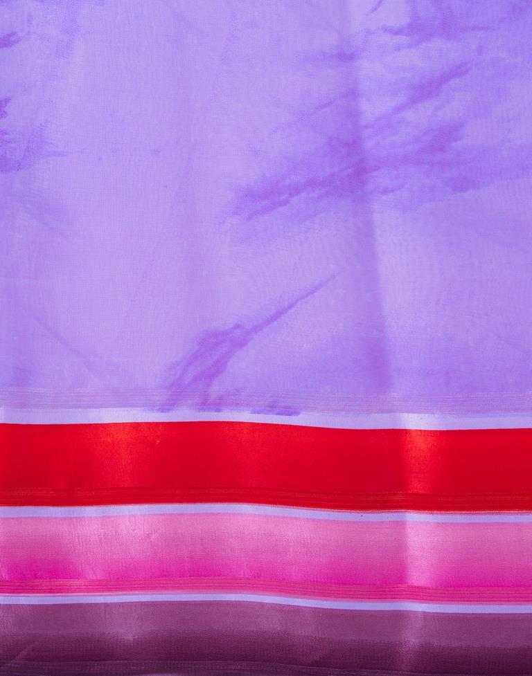 Lavender & Multicoloured Georgette Printed  Saree