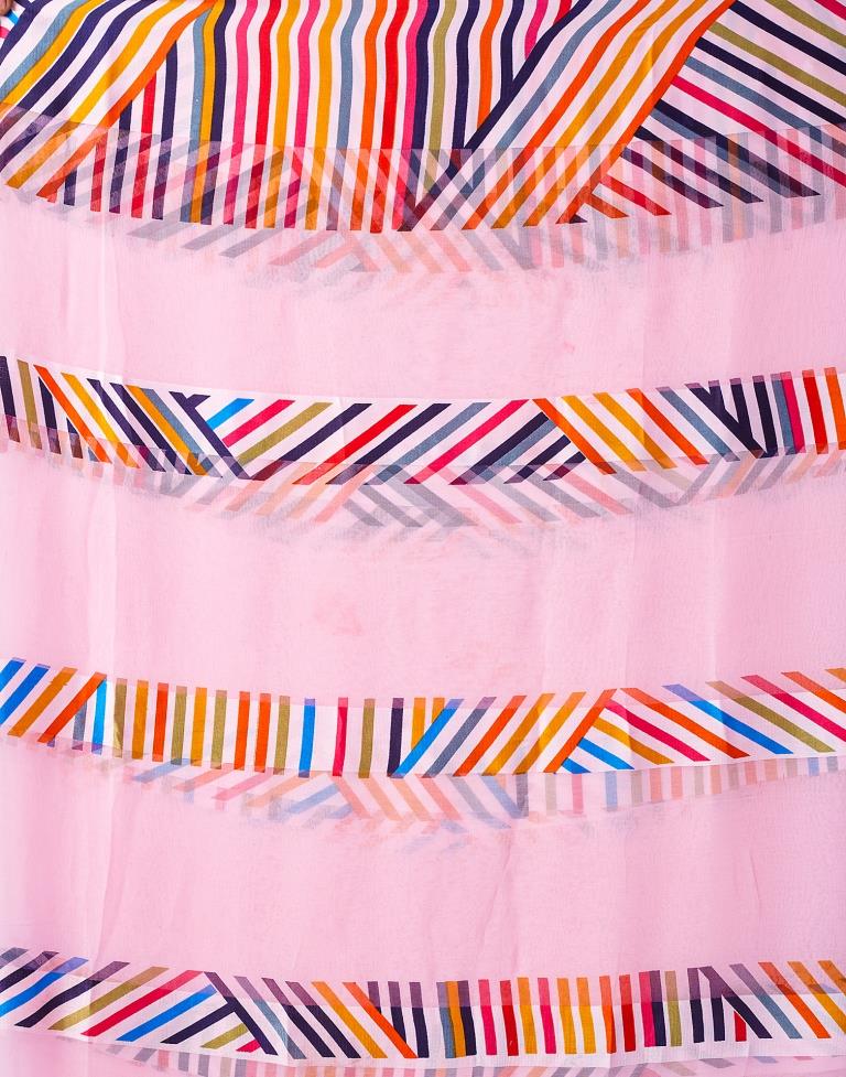 Light Pink Georgette Printed  Saree