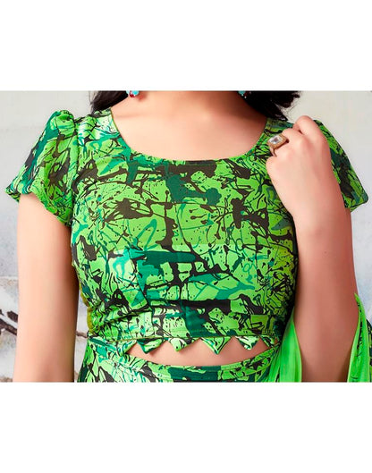 Green Georgette Printed  Saree