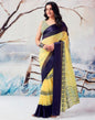 Light Yellow Georgette Printed  Saree