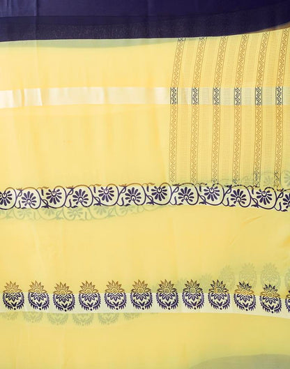 Light Yellow Georgette Printed  Saree