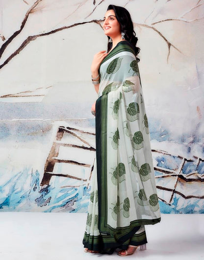 Pista Green Georgette Printed  Saree