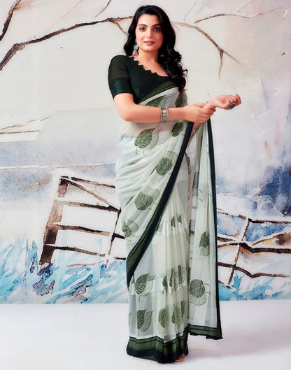 Pista Green Georgette Printed  Saree