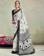 Off White Georgette Printed  Saree