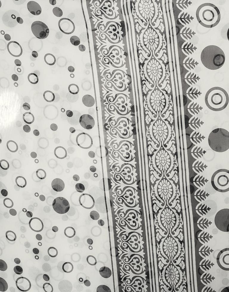 Off White Georgette Printed  Saree