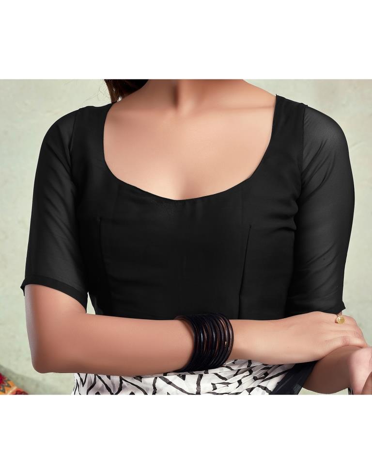 Off White Georgette Printed  Saree