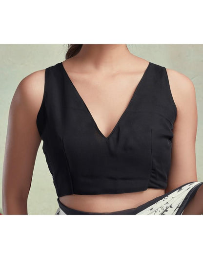 White Georgette Printed  Saree