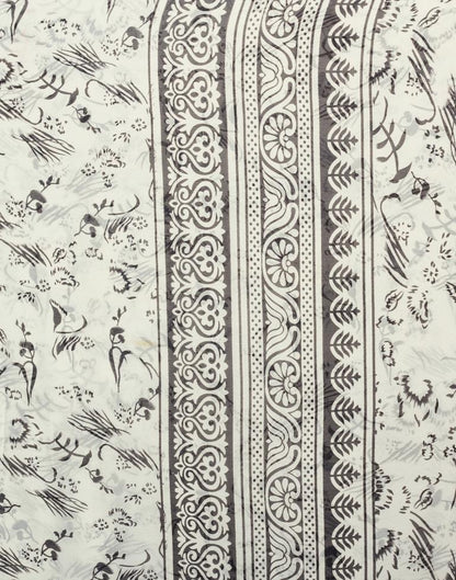 White Georgette Printed  Saree