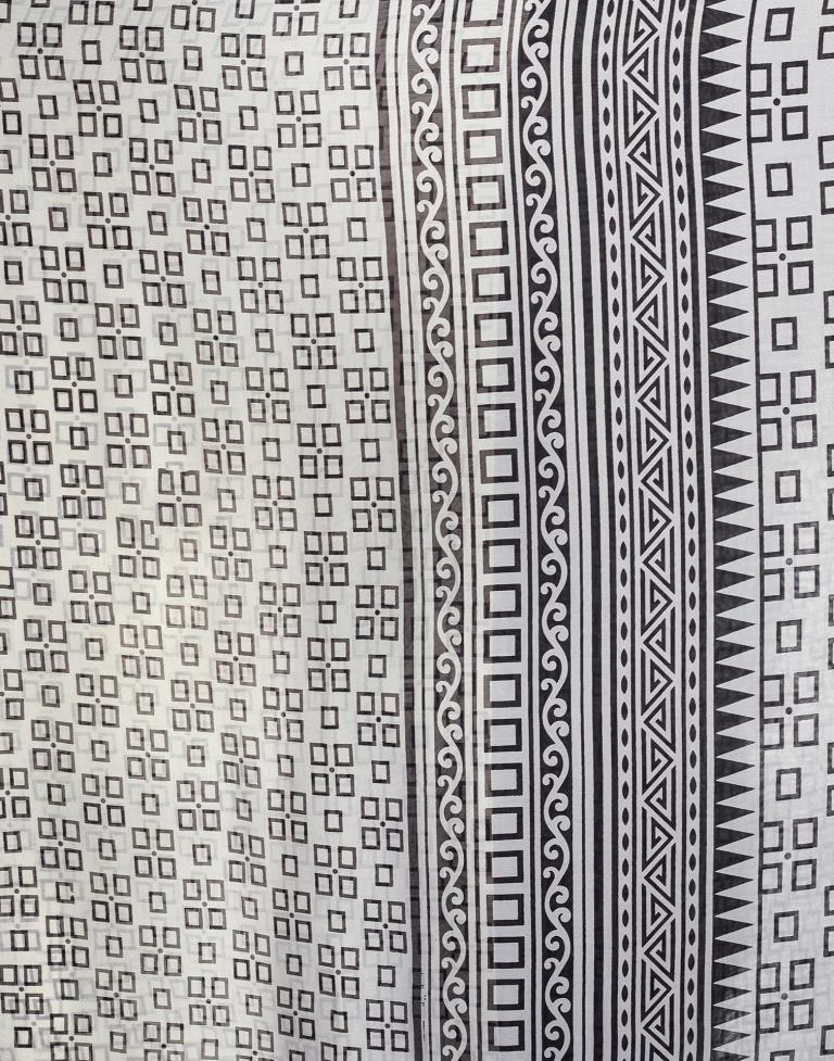 White Georgette Printed  Saree