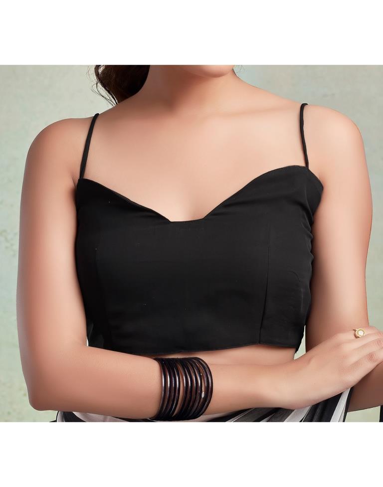 White Georgette Printed  Saree