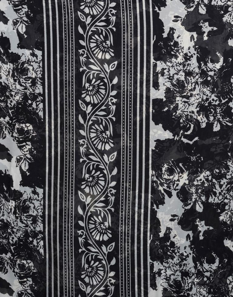 Off White Georgette Printed  Saree