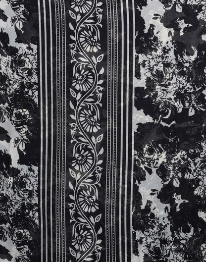 Off White Georgette Printed  Saree