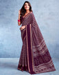 Wine Silk Printed  Saree