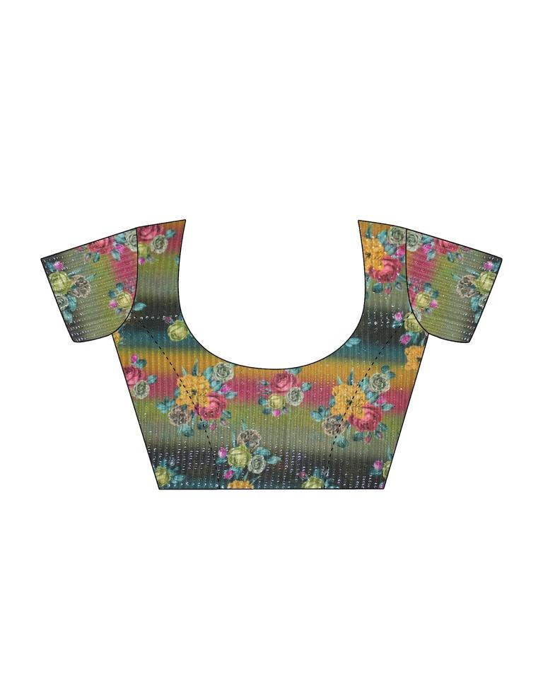 Multicoloured  Chiffon Printed  Saree