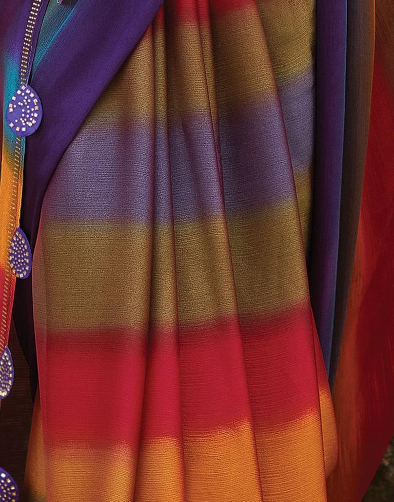 Multicoloured  Chiffon Printed  Saree