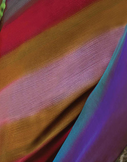 Dark Blue & Multicolour Chiffon Printed  Saree