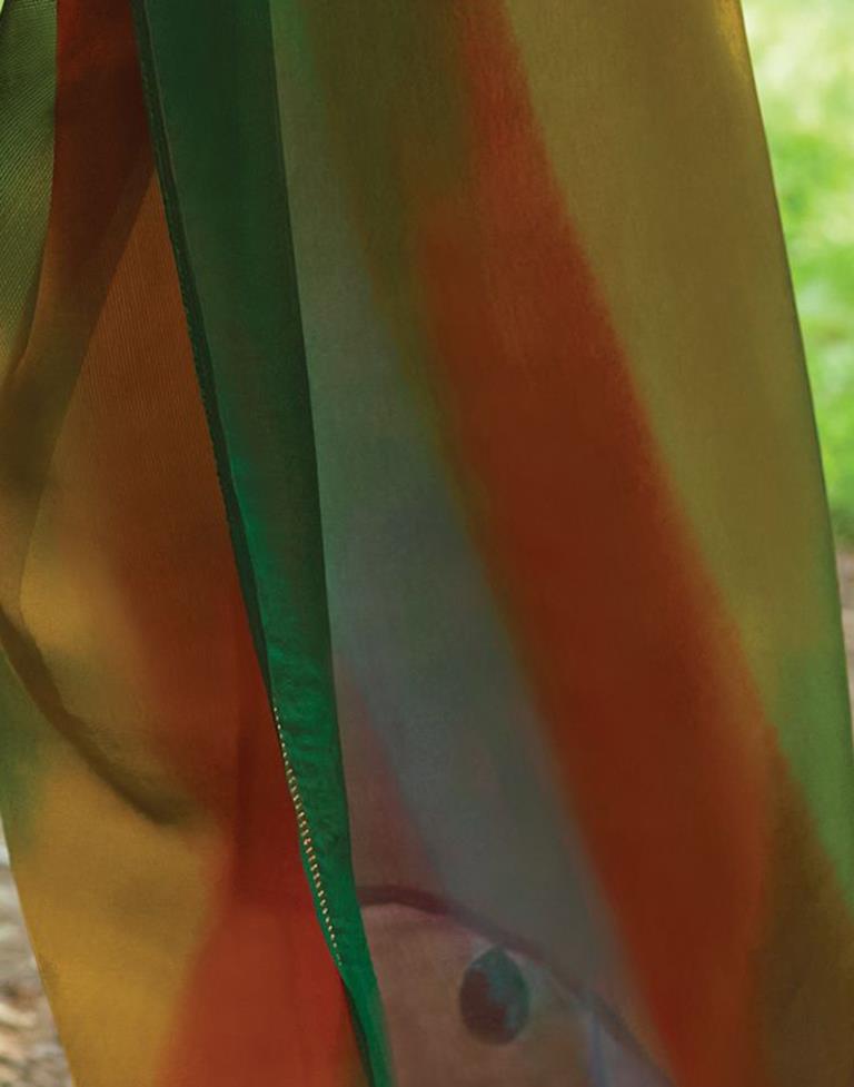 Dark Green Chiffon Printed  Saree