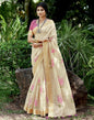 Beige Cotton Printed  Saree