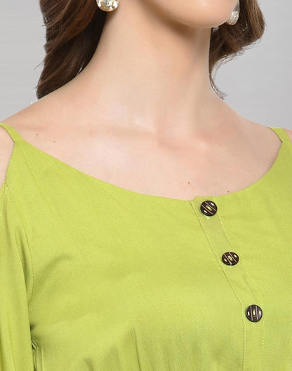 Neon Green Coloured Rayon Plain Kurti | Leemboodi