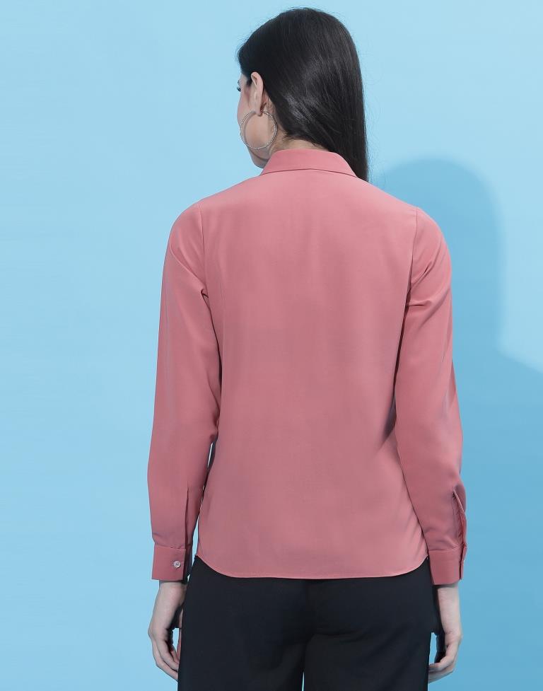 Carrot Pink Solid Shirt | Sudathi