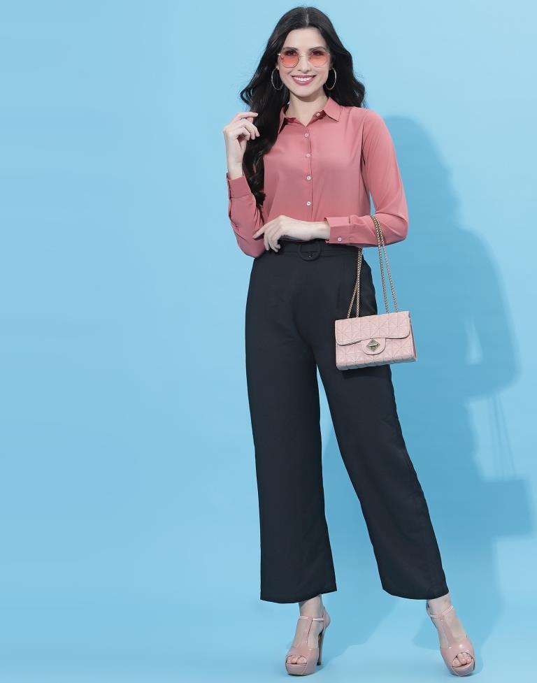 Carrot Pink Solid Shirt | Sudathi
