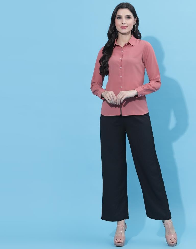 Carrot Pink Solid Shirt | Sudathi