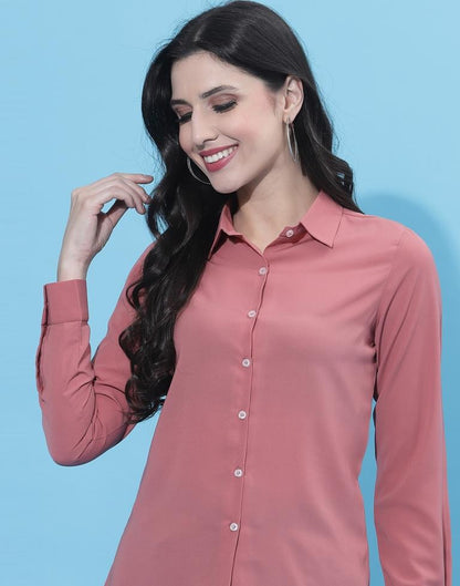 Carrot Pink Solid Shirt | Sudathi