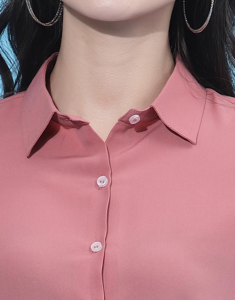 Carrot Pink Solid Shirt | Sudathi