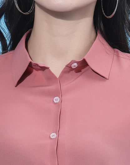 Carrot Pink Solid Shirt | Sudathi