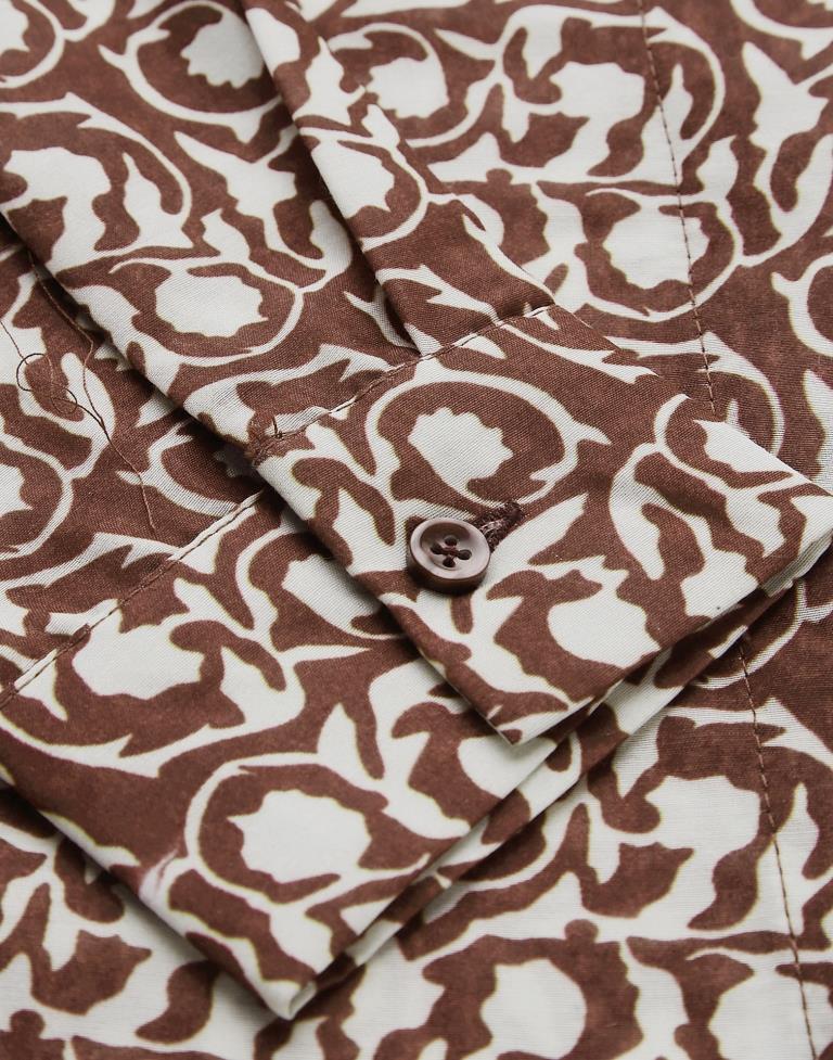 Maroon And Cream Printed Shirt | Sudathi