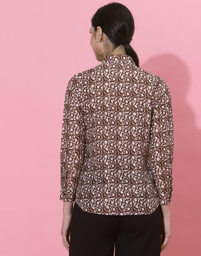 Maroon And Cream Printed Shirt | Sudathi