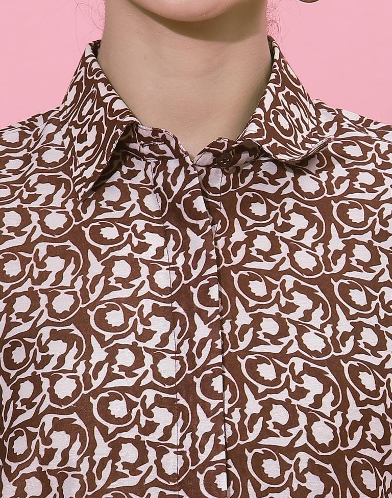 Maroon And Cream Printed Shirt | Sudathi