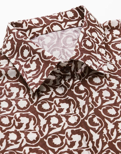 Maroon And Cream Printed Shirt | Sudathi