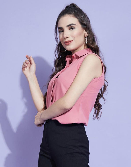 Pink Sleeveless Shirt | Leemboodi