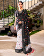 Black & Multicolour Linen Printed  Saree