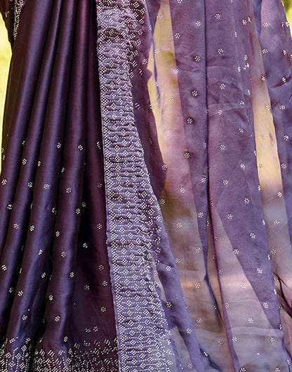 Purple Georgette Plain Saree
