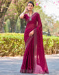 Dark Pink Georgette Plain Saree
