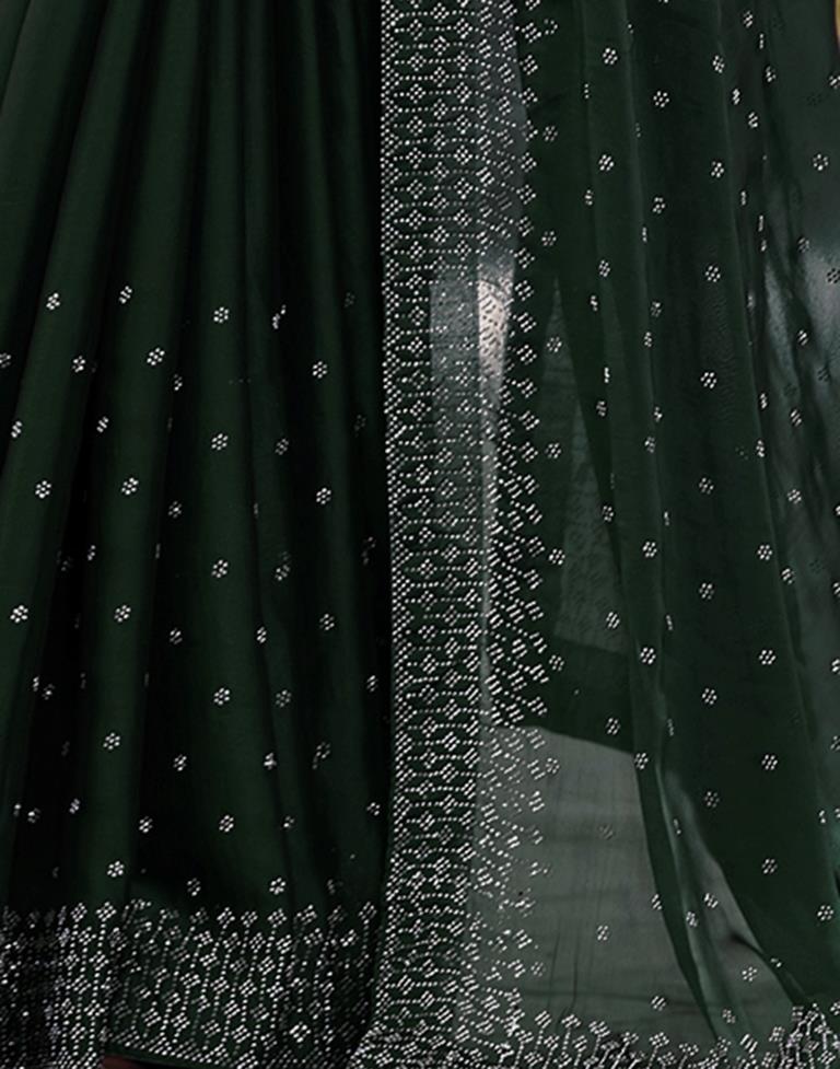Dark Green Georgette Plain Saree