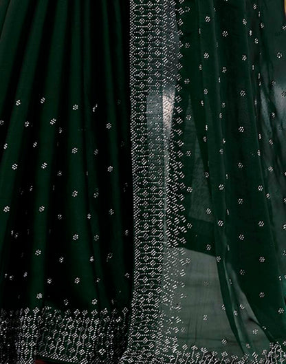 Dark Green Georgette Plain Saree