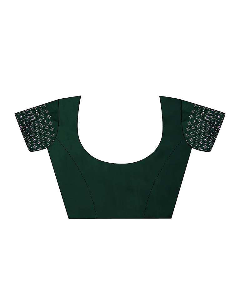 Dark Green Georgette Plain Saree