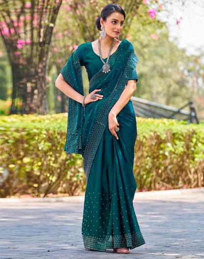 Rama Blue Georgette Plain Saree