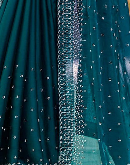 Rama Blue Georgette Plain Saree