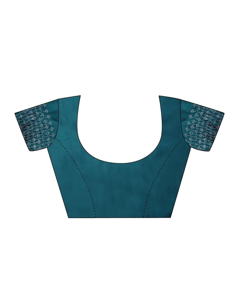Rama Blue Georgette Plain Saree