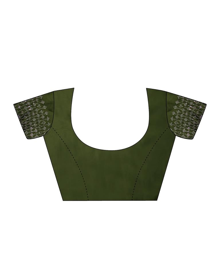 Olive Green Georgette Plain Saree