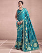 Teal Blue Silk Printed Saree