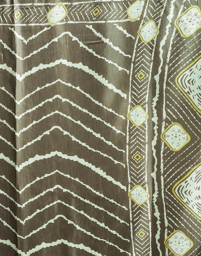 Deep Khaki Silk Printed Saree