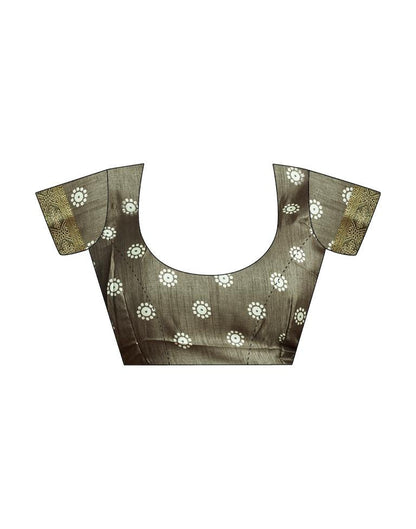 Deep Khaki Silk Printed Saree