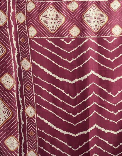 Dusty Maroon Silk Printed Saree