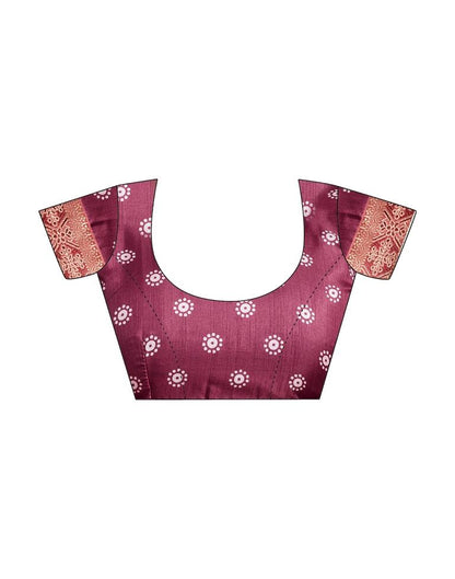 Dusty Maroon Silk Printed Saree