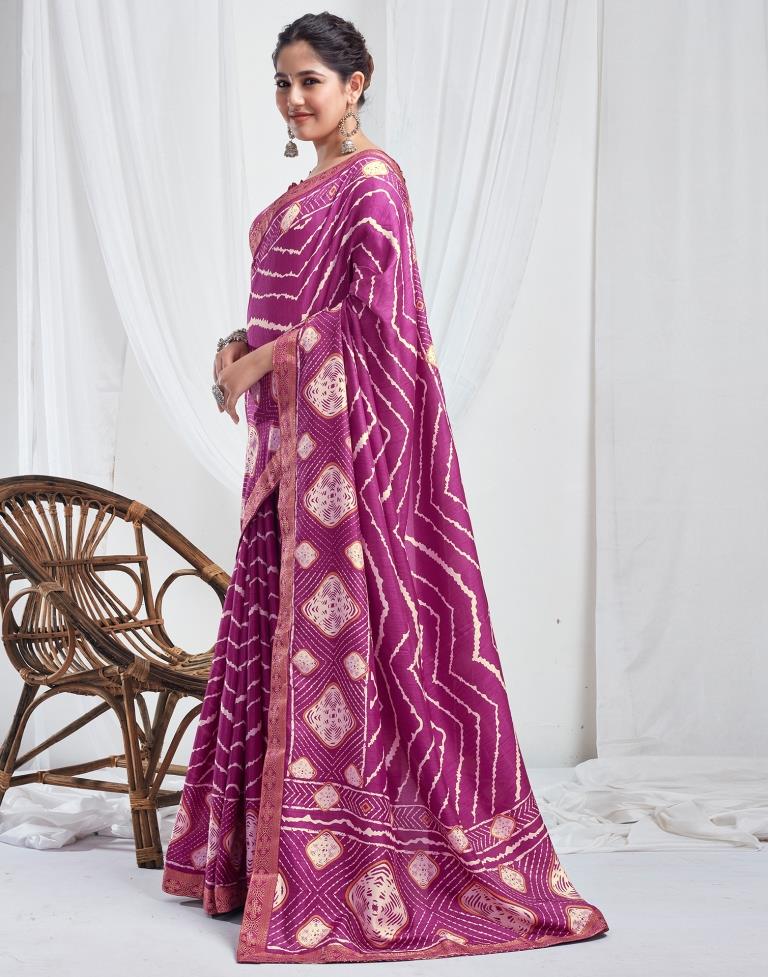 Magenta Silk Printed Saree